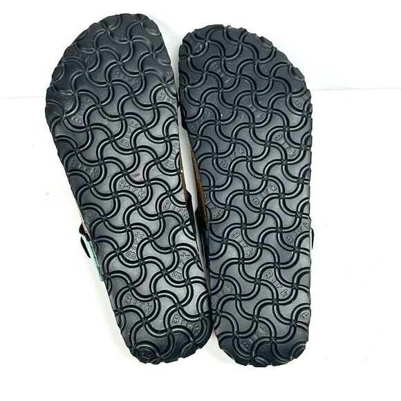 NWB Birkenstock Birki’s Sylt Metallic Turquoise Croc Embossed Sandals 38 US 7 - Picture 12 of 14